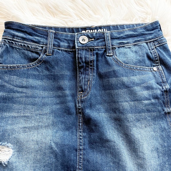 Rewash Vintage Reunion Distressed Denim Skirt Mini Jean Skirt Size 25/1 - Picture 3 of 7